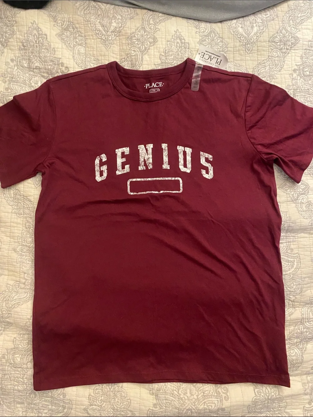 The Children's Place Maroon 'Genius' Graphic Short Sleeve Tee